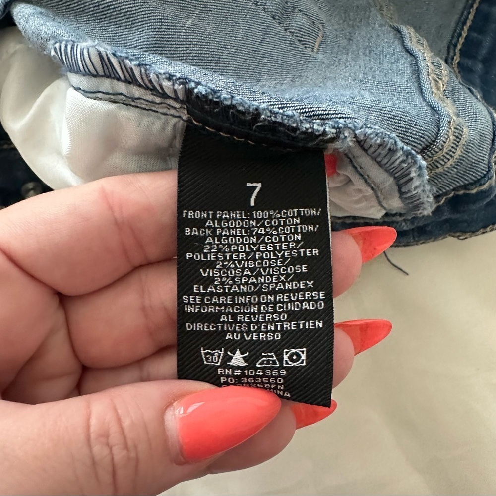 Women’s Blue Distressed Jean Shorts - Picture 6 of 9